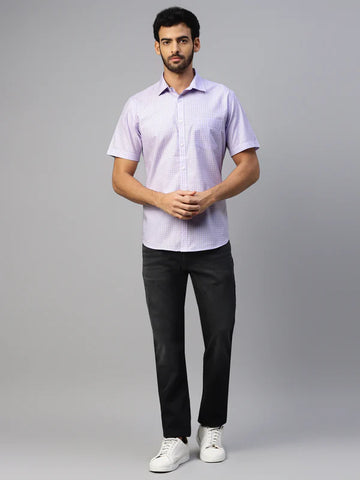 Don Vino Men's Lavender Shirt with Small Checks