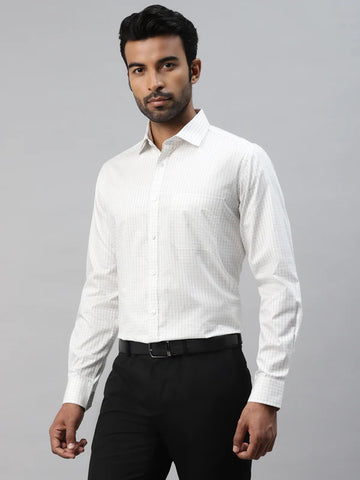 Men's White Checks Slim Fit Shirt by Don Vino