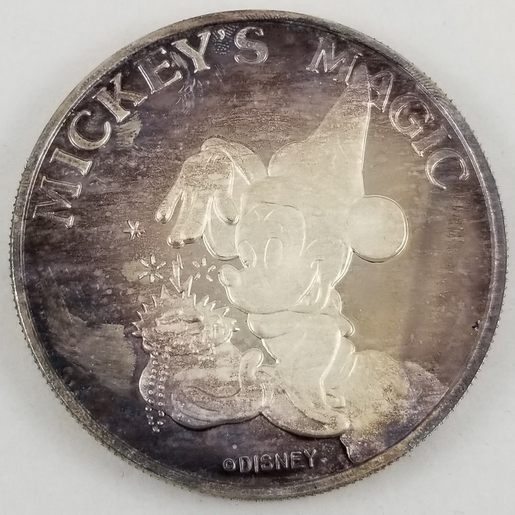 1987 Disney Mickey's Magic Good Luck Coin 5 Troy oz .999 Silver COA ...