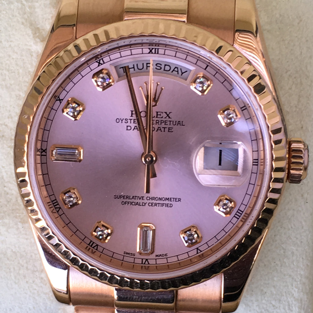 rolex day date pink dial