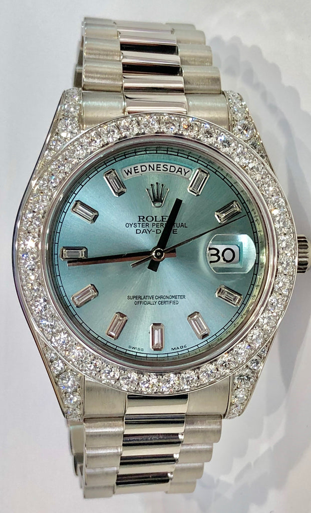 white band watch with diamonds