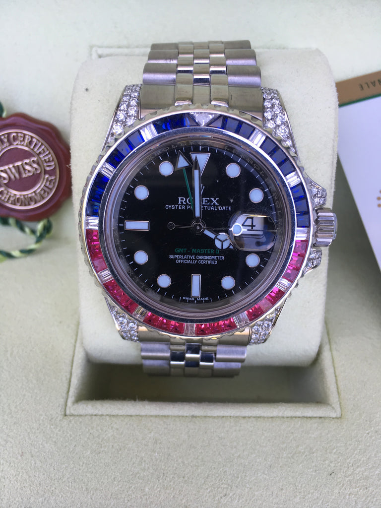 rolex gmt master ii diamond and ruby dial