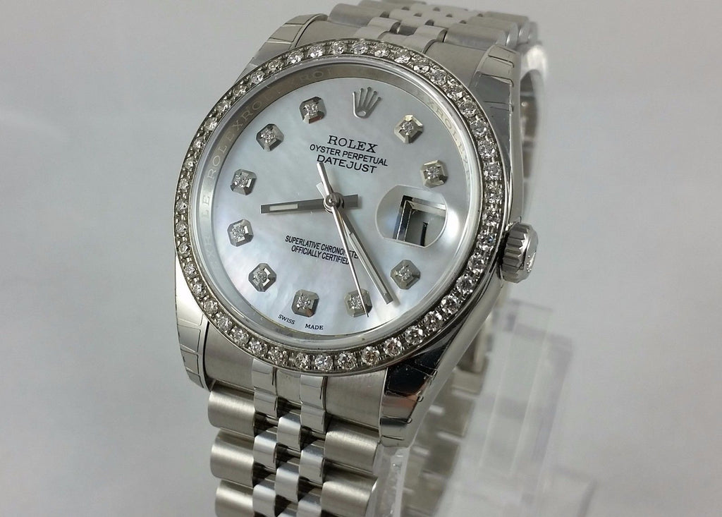 stainless steel rolex with diamond bezel