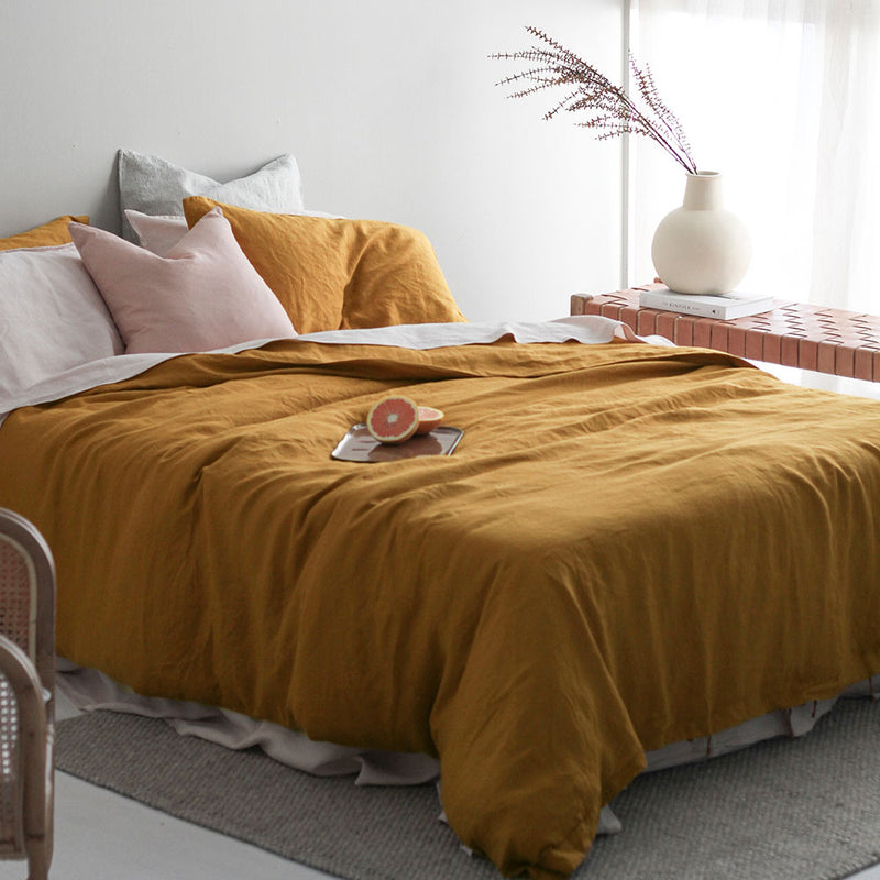 A C Flax Linen Duvet Cover Marigold A C Homestore