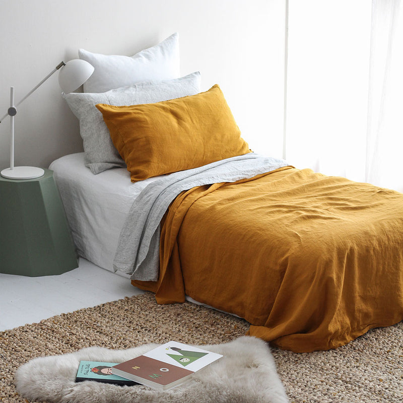 A C Flax Linen Duvet Cover King Single Marigold A C Homestore