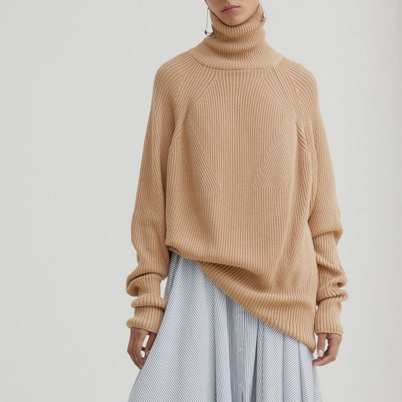 roll neck camel jumper