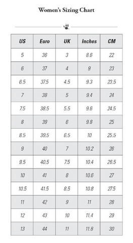 Size Chart – BearPaw Europe