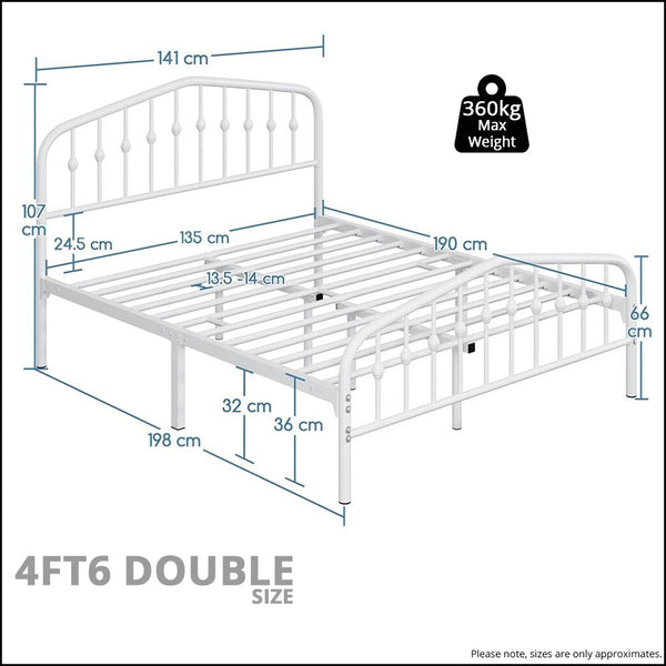 Gatsby White 4ft6 Double Dimensions