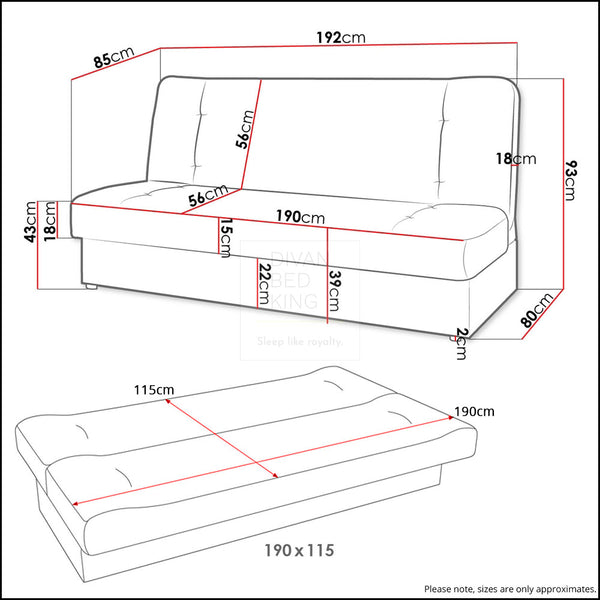 Snug Swyft Sofa Bed with Storage Dimensions