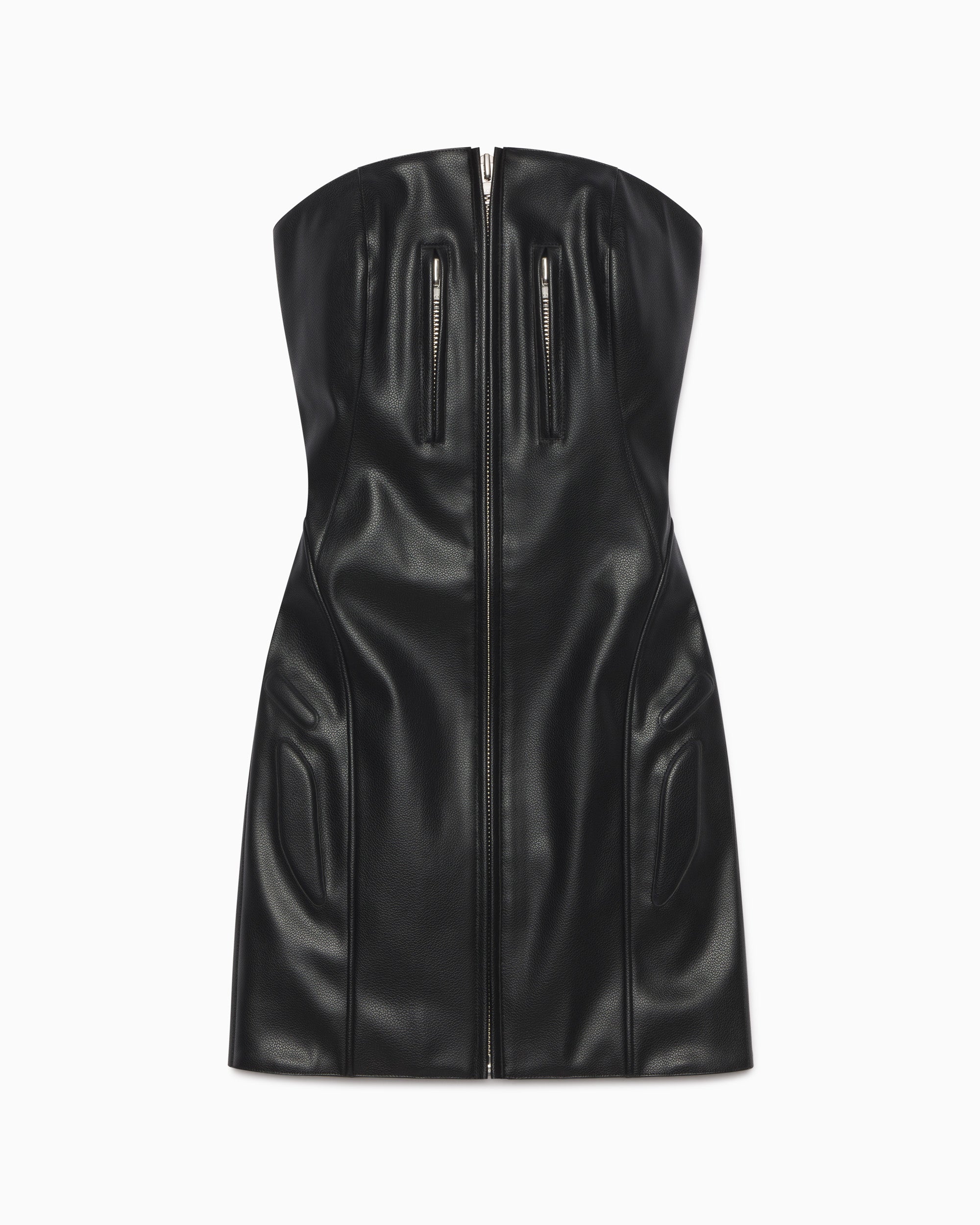 C K Black Leather Dress, Mini Dress, Leather, With Hook and Loop Tape and  Skinprotection, Very Shiny, Pleather, Handmade, New 