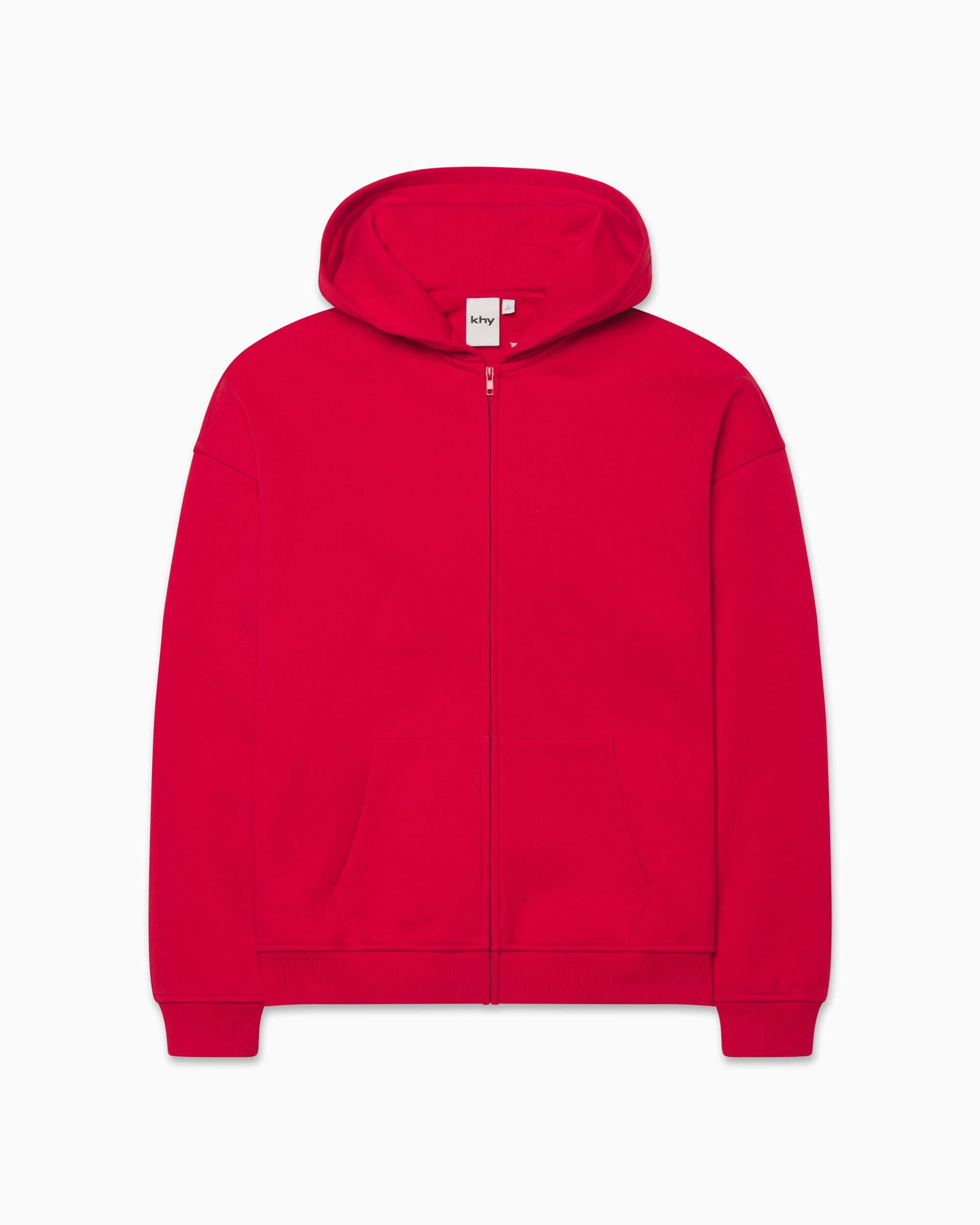 Fleece Oversized Zip Hoodie Red Khy