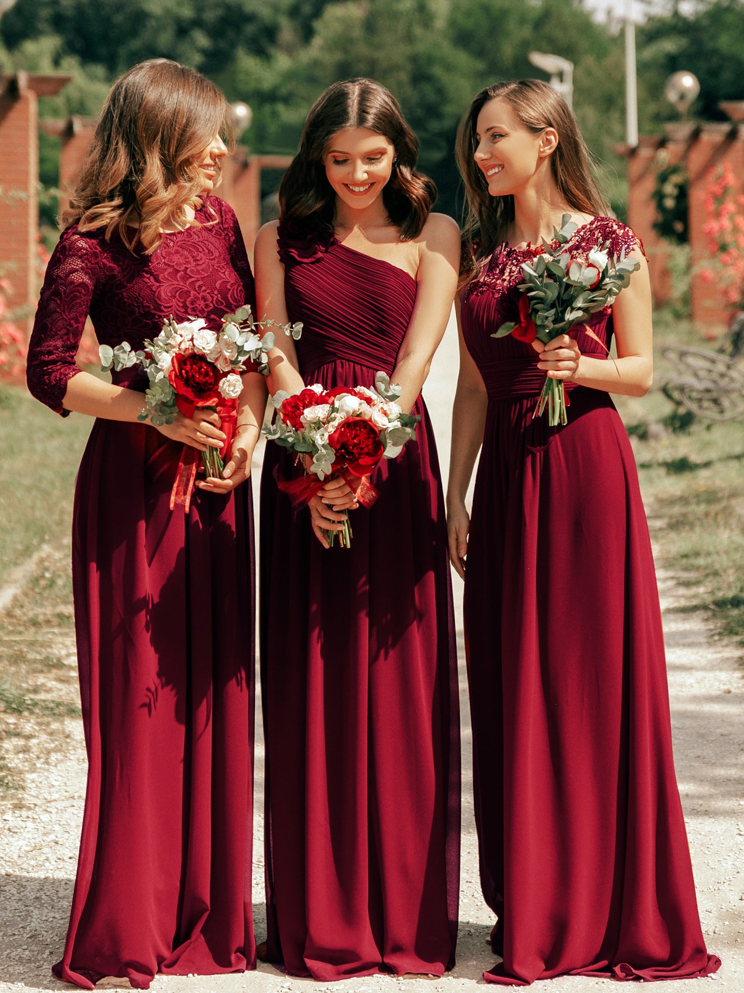 wine red maid of honor dresses