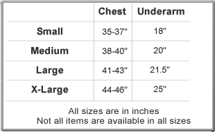 Rubies Size Guide - T-shirts