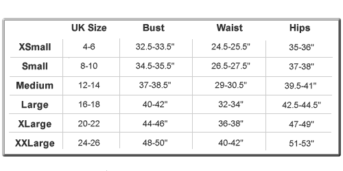 Smiffys Size Guide - Ladies