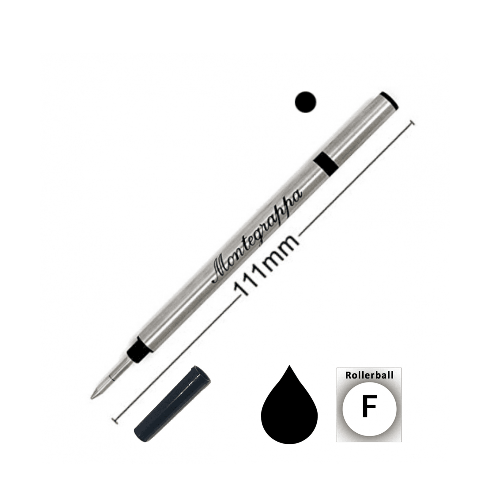 Montegrappa Ceramic Refills Fine Tip 0.7mm- Rollerball Black IA00RLTC ...