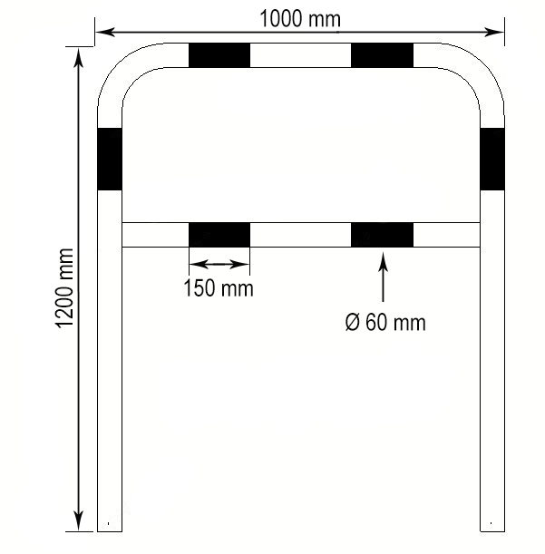 Barrière de protection à sceller Ø 40 mm - 2 mètres - Acier zingué