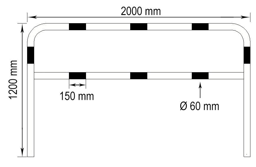 Barrière de protection à sceller Ø 40 mm - 2 mètres - Acier zingué