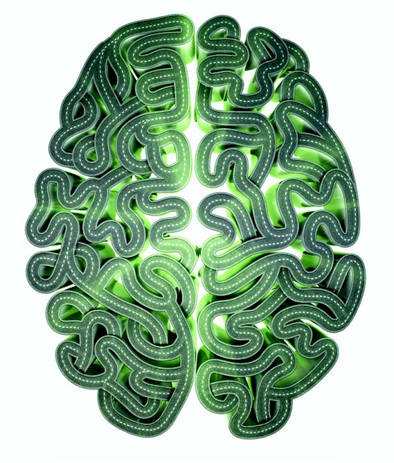 Image of brain using roads to create the brain shape