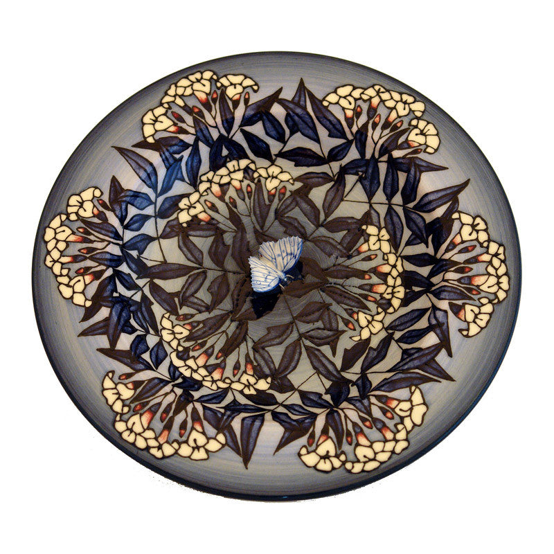 Dennis Chinaworks Jasmine on Black Bowl 12" - uk-art-pottery-test-site