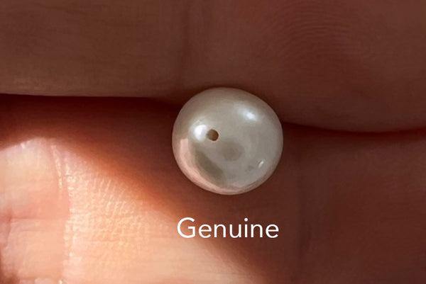 Genuine pearl drill hole