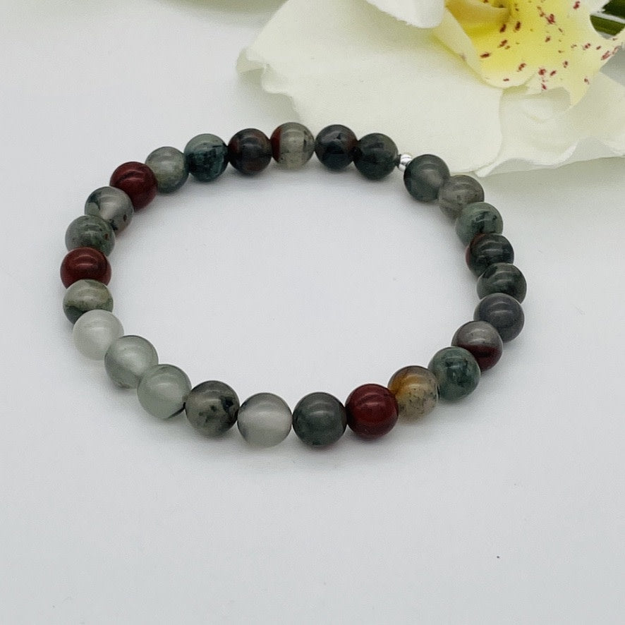 Bloodstone and Black Tourmaline Bead Bracelet | Made In Earth US