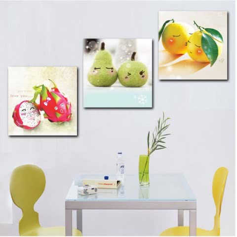 happy Fruit 3 hot sell modern kitchen wall painting home decorative art picture paint on canvas