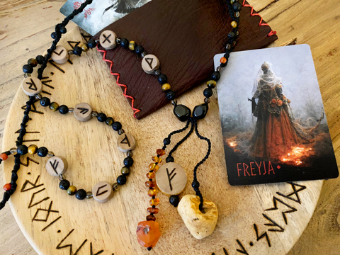Freya's Amber rune talisman necklace