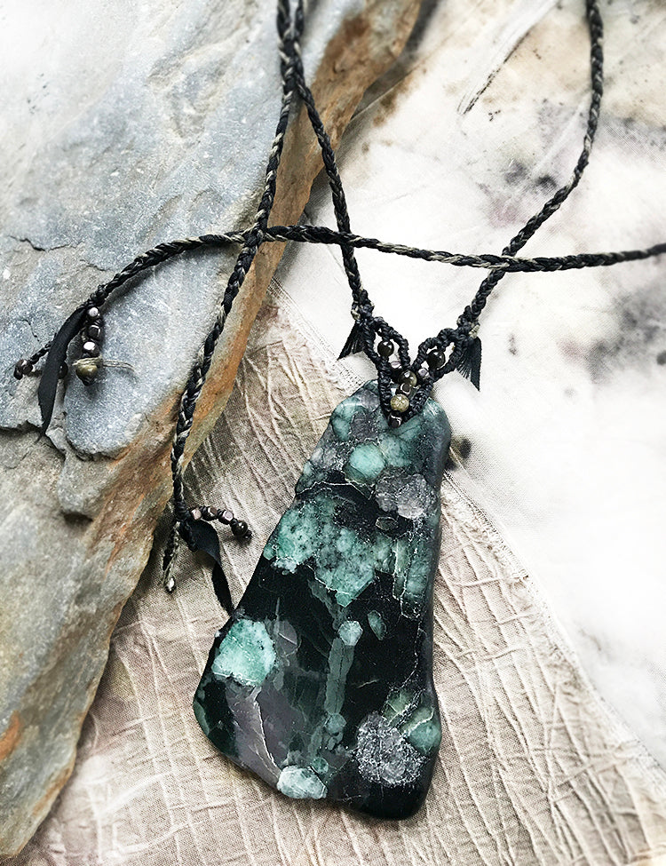 Crystal healing talisman with Black Tourmaline included Emerald