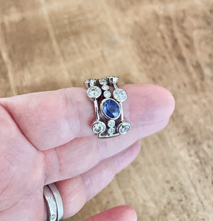 completed custom made ring diamond ring with sapphire