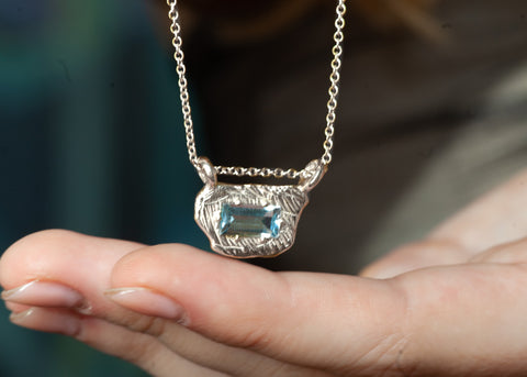Silver Blue Topaz Necklace, December Birthstone Necklace