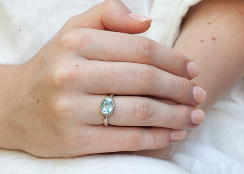 Sterling Silver Ring With Blue Topaz