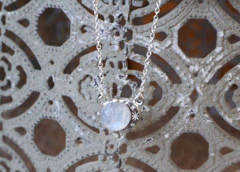 Moonstone Silver Chain Necklace Sterling Silver