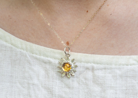 Sun Flower Necklace Sterling Silver