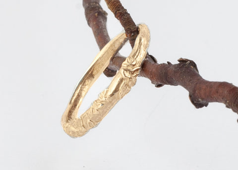 Engraved Leaf Branch Ring