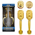 "Cerberus" KEYED ALIKE, Entry Hand Set Door Lock Lever, Polished Brass Finish, Door Lock Lever Handle Set - DSD Brands