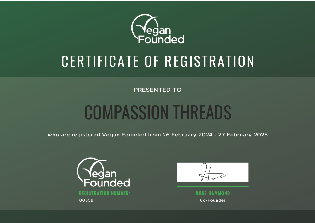 Compassion Threads Vegan Founded Certification