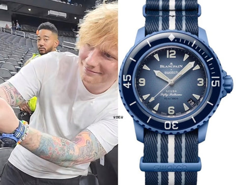 Ed Sheeran Wearing Blancpain x Swatch Watch