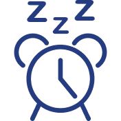 Icon of an alarm clock with sleeping 'Z's above it.