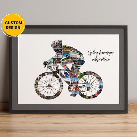 Personalized Cycling Wall Art Collage Gift For Men/Women