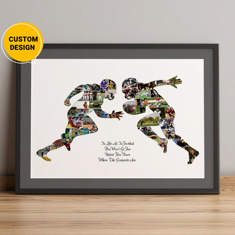 Personalized rugby themed photo collage gifts