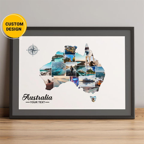 Personalized Australia Map Photo Collage