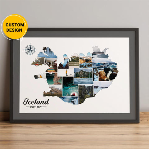 personalized Iceland map photo collage