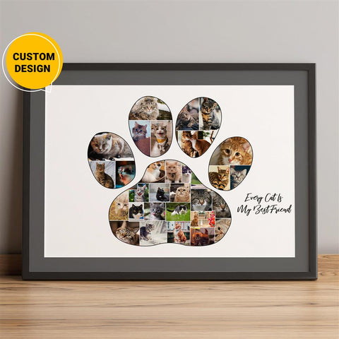 Custom Cat Paw Photo Collage Print Gift For Cat Lover