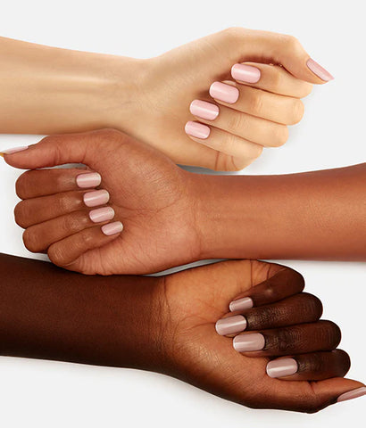 3 hands of different skin tones wearing SUPERSET pink shades