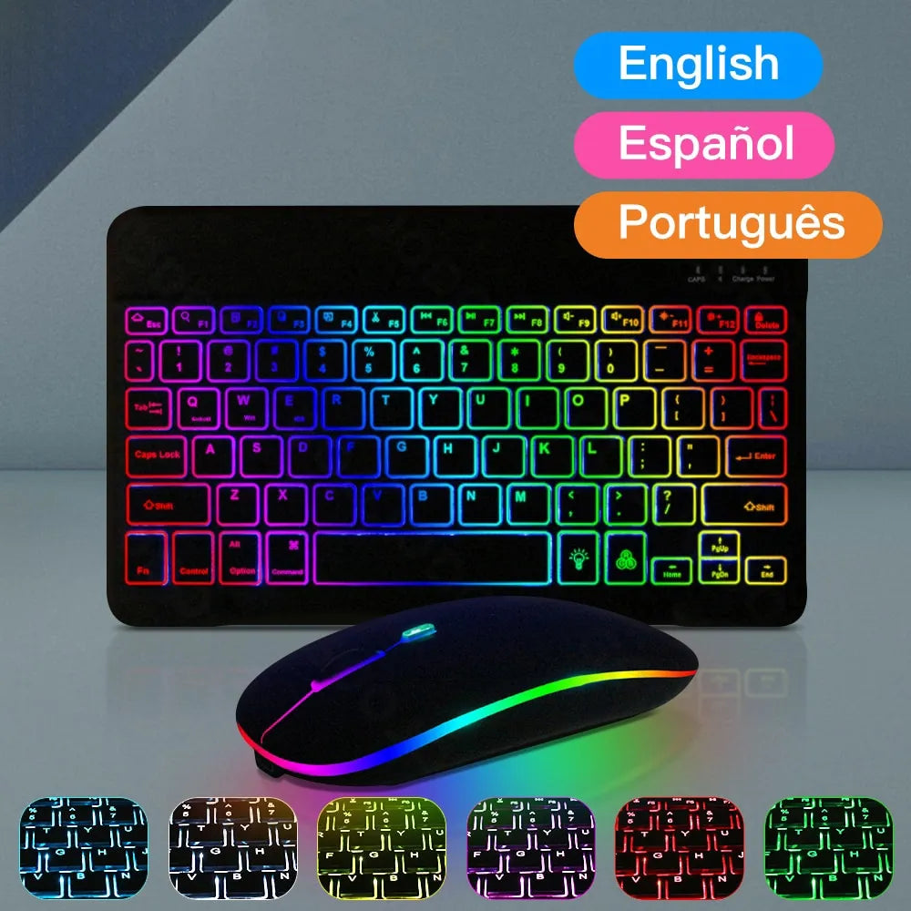 10-inch Wireless Backlit Keyboard and Mouse Set with Bluetooth Connectivity