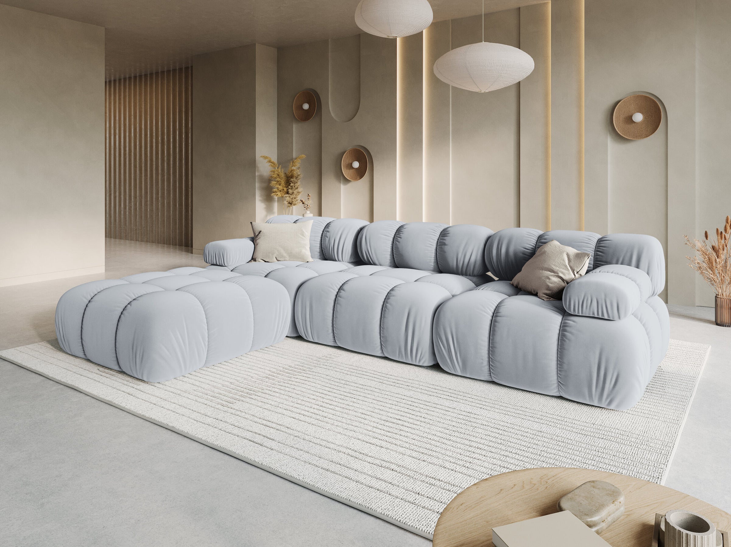 Bellis sofás terciopelo azul claro