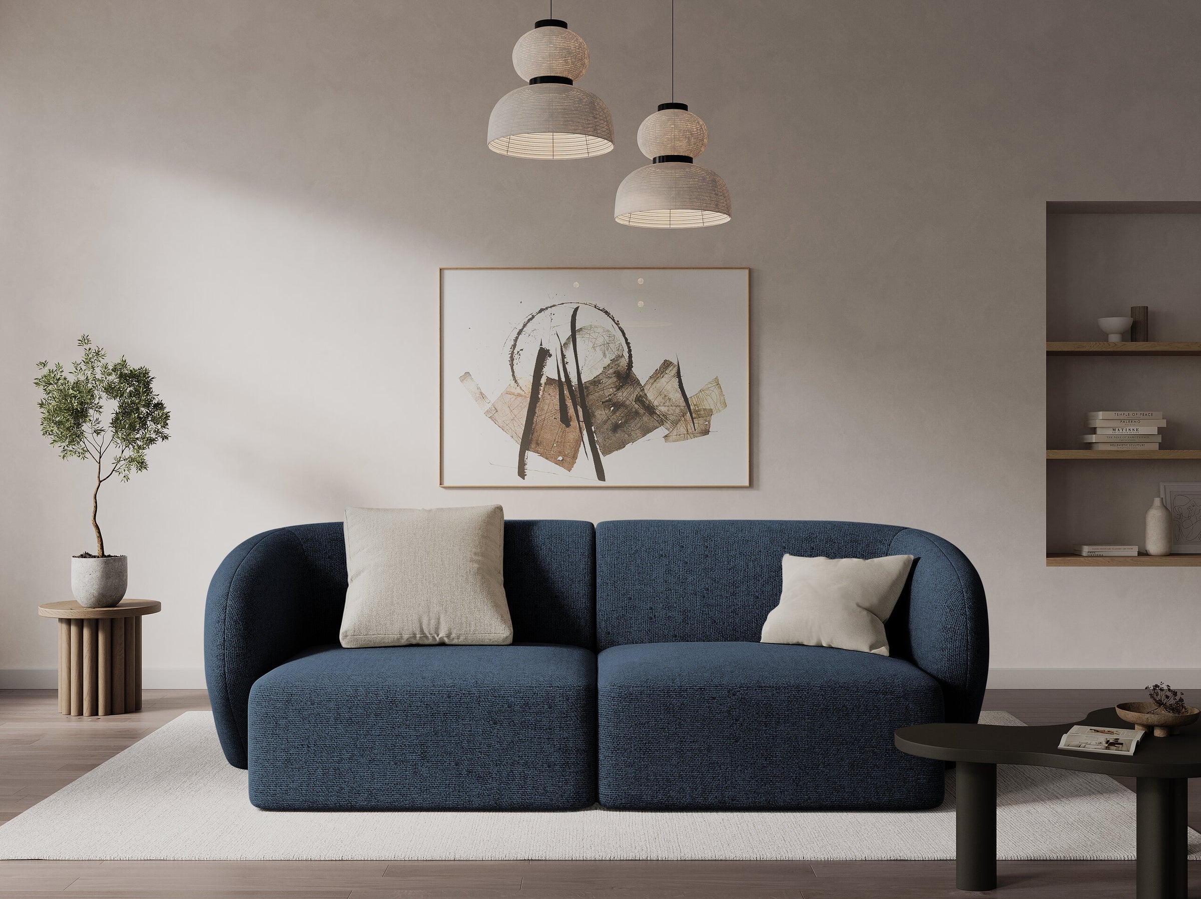 Shane sofas chenille blaue melange