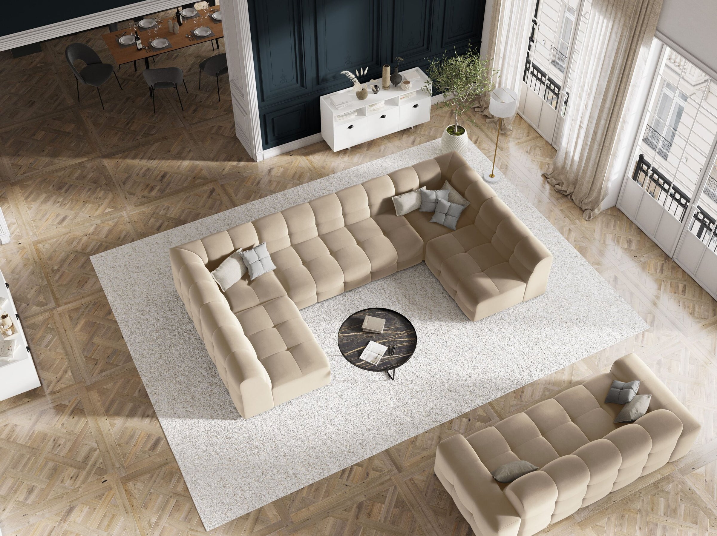 Kendal canapés velours beige clair