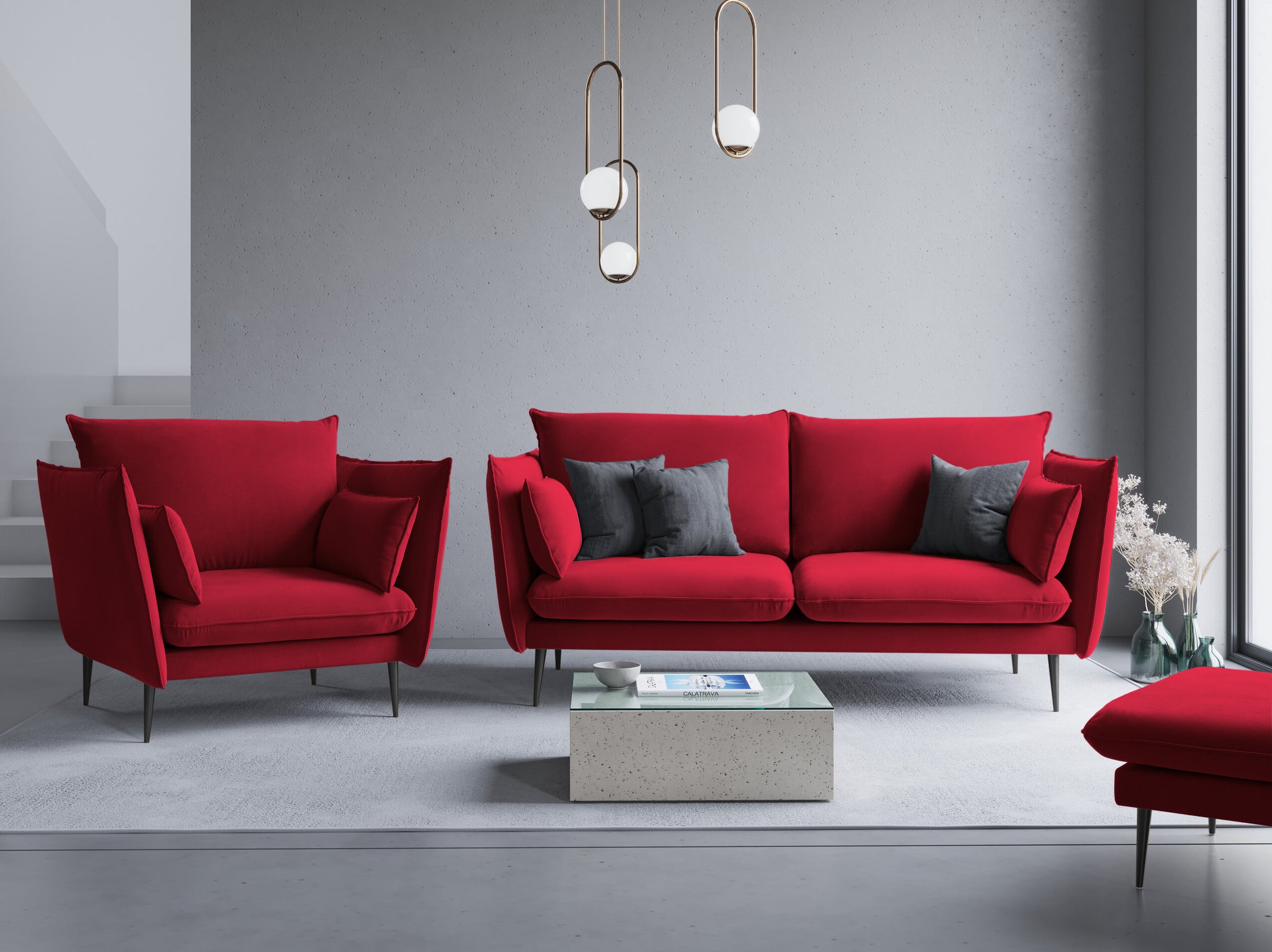 Agate sofas velvet red