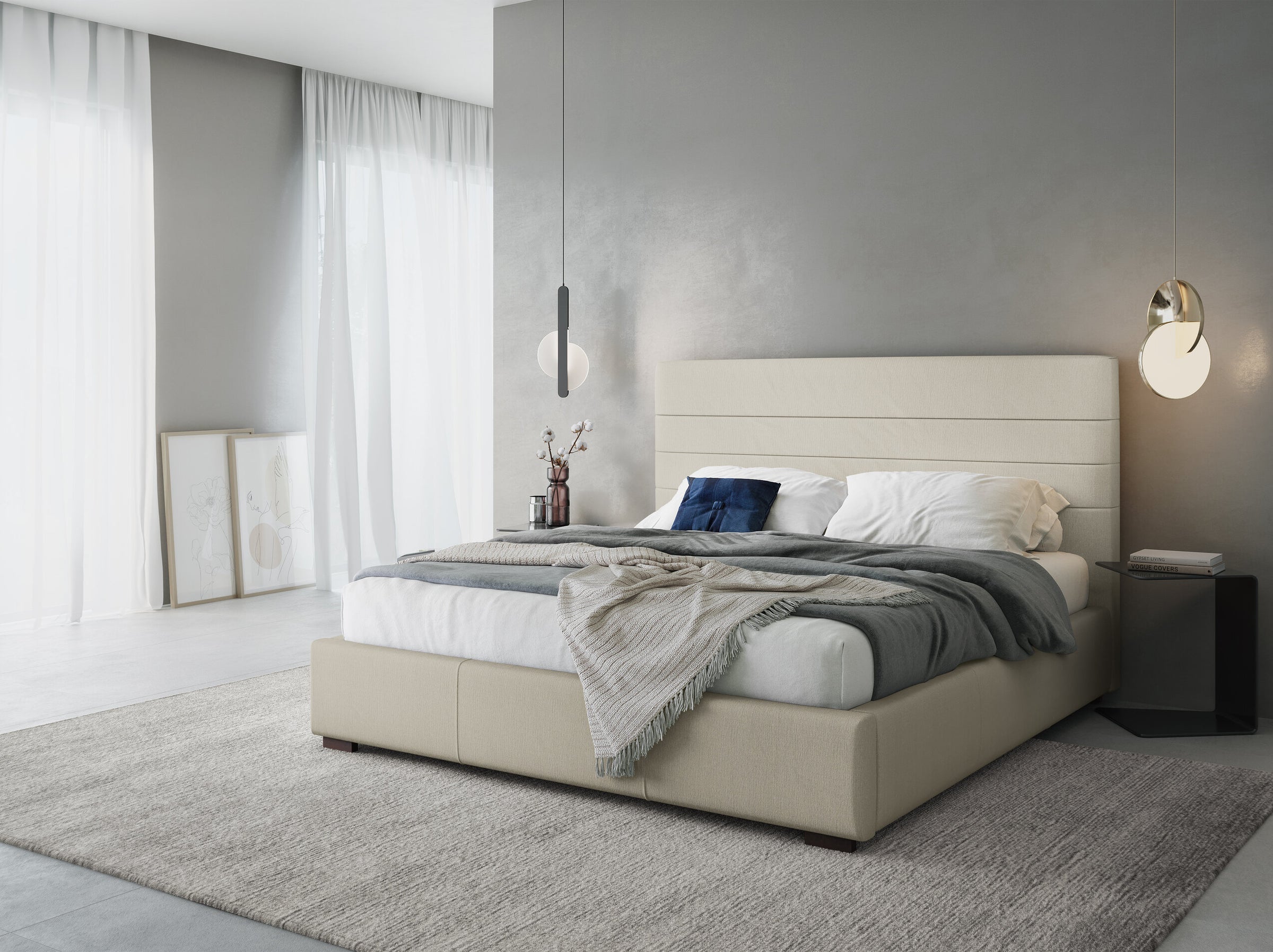 Aranda lits et matelas tissu structurel beige